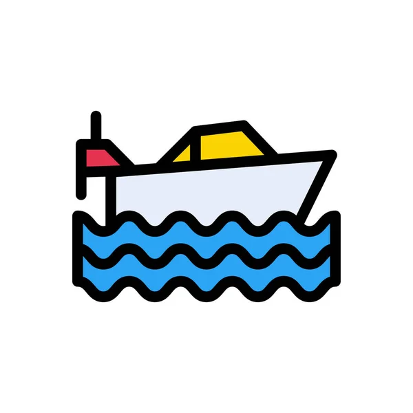 Schip Vector Vlakke Kleur Pictogram — Stockvector