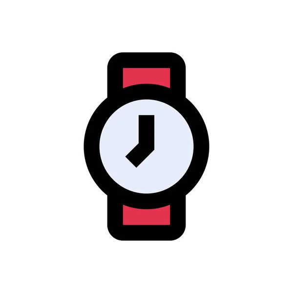 Horloge Vector Vlakke Kleur Pictogram — Stockvector