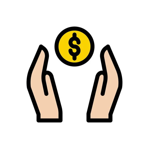 Dollar Vector Platte Kleur Pictogram — Stockvector