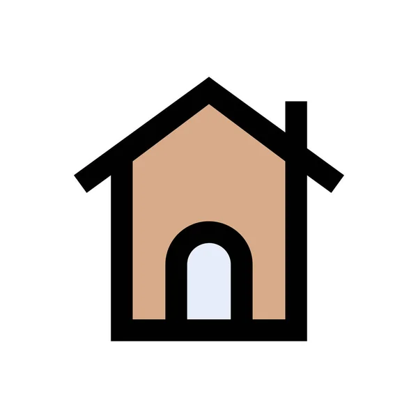 Gebäude Vektor Flache Farbe Symbol — Stockvektor