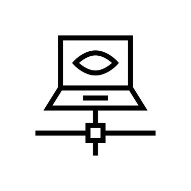 dizüstü bilgisayar vektörü ince çizgi simgesi