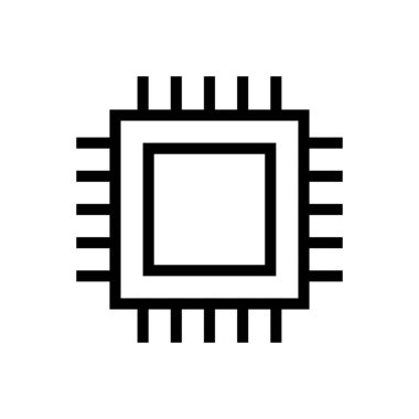 İşlemci vektörü ince çizgi simgesi