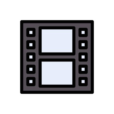 Film şeridi vektörü düz renk simgesi