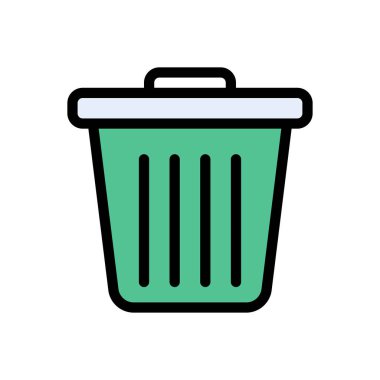 Çöp kutusu vektörü düz renk simgesi