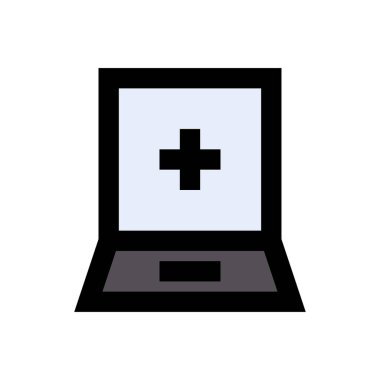 dizüstü bilgisayar vektörü düz renk simgesi