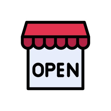dükkan vektörü düz renk simgesi