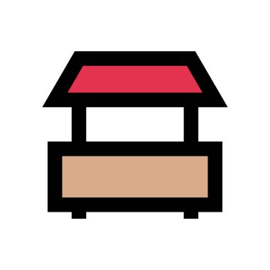 dükkan vektörü düz renk simgesi