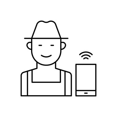 işçi vektörü ince çizgi simgesi