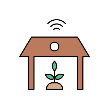 akıllı çiftlik vektörü düz renk simgesi