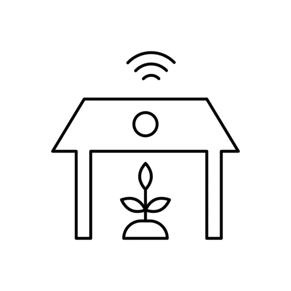 Smart Farm Vektor Thin Line Symbol — Stockvektor