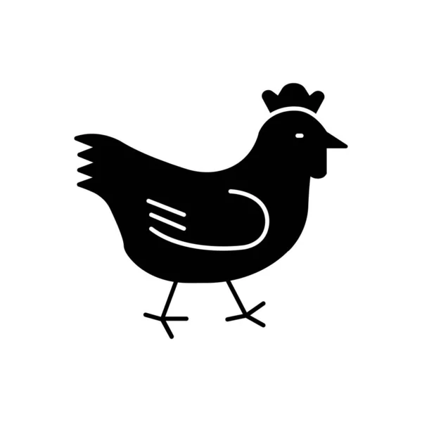 Vector Pollo Glifo Icono Plano — Vector de stock