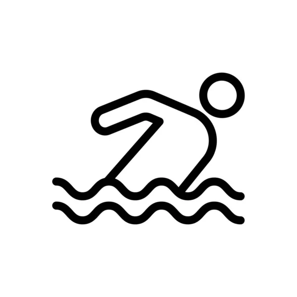 Nadador Vector Delgada Línea Icono — Vector de stock