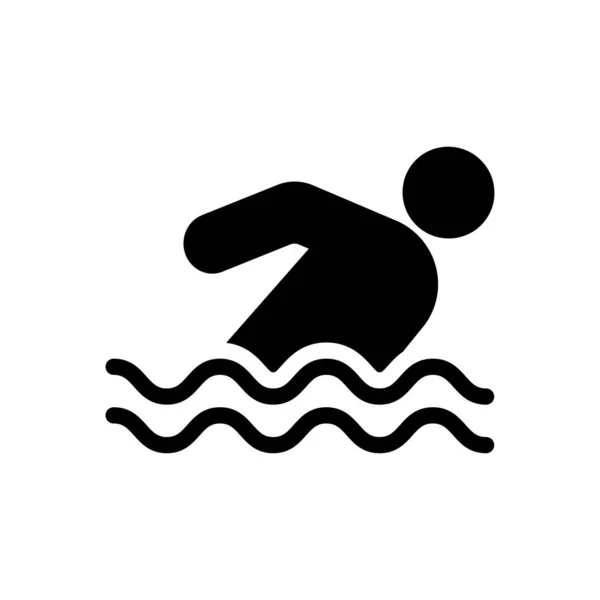Nuotatore Vettoriale Glifo Icona Piatta — Vettoriale Stock