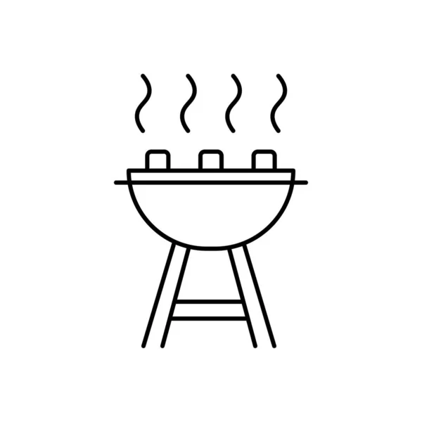 Grill Vektor Dünne Linie Symbol — Stockvektor