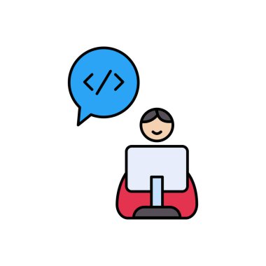 çevrimiçi çalışma vektörü düz renk simgesi