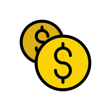 Bozuk para vektörü düz renk simgesi