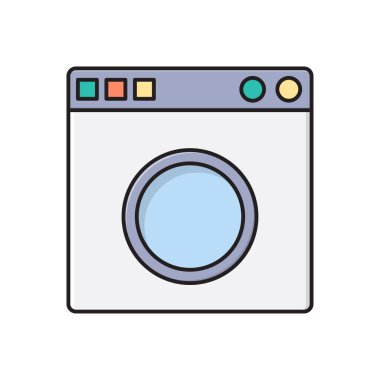 çamaşırhane vektörü düz renk simgesi