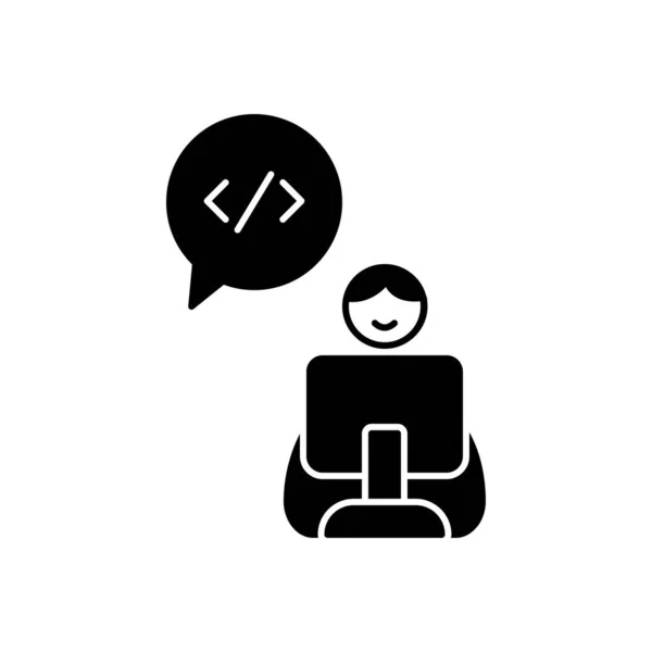 Online Working Vector Glyph Flat Icon — Stock Vector