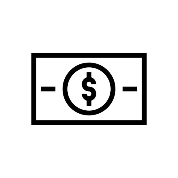 Cash Vector Dunne Lijn Pictogram — Stockvector