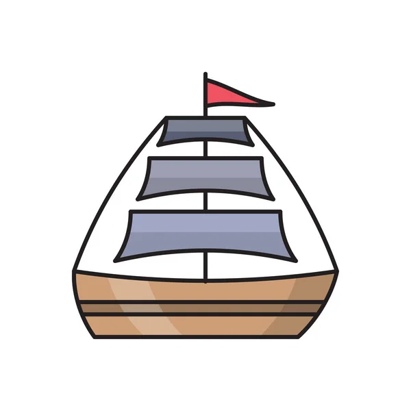 Корабель Вектор Плоский Колір Значок — стоковий вектор
