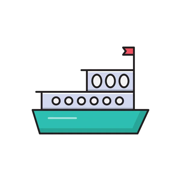 Schiff Vektor Flache Farbe Symbol — Stockvektor
