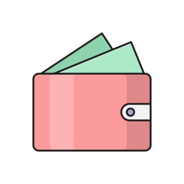 cüzdan vektörü düz renk simgesi
