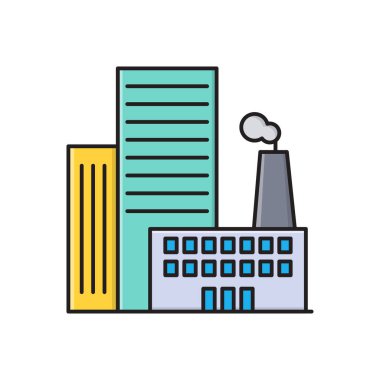 fabrika vektörü düz renk simgesi