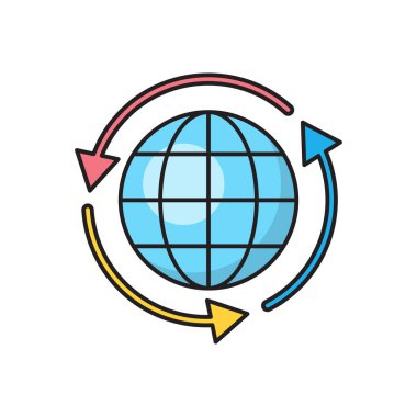 dünya vektörü düz renk simgesi