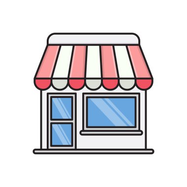 dükkan vektörü düz renk simgesi 