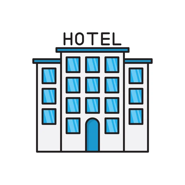 Hotel Vektor Flache Farbe Symbol — Stockvektor