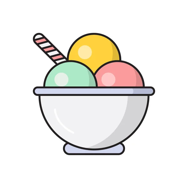 Helado Vector Icono Color Plano — Vector de stock