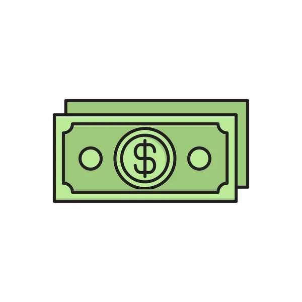 Cash Vector Vlakke Kleur Pictogram — Stockvector