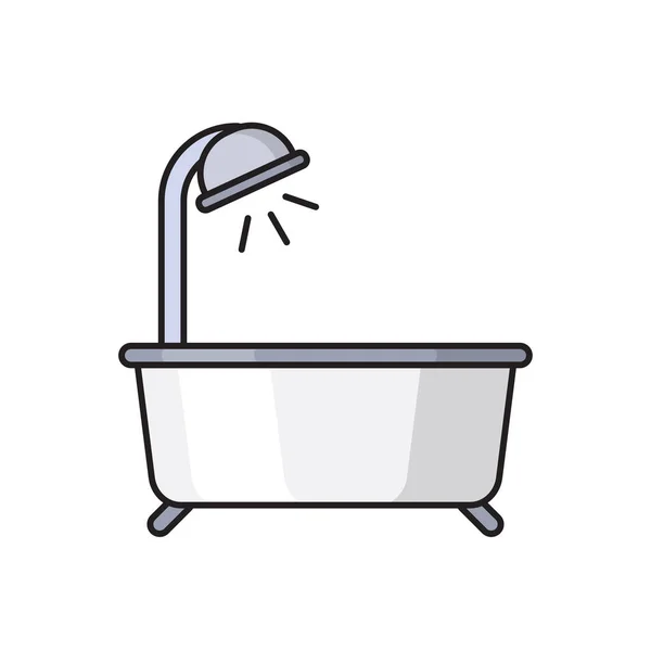 浴缸矢量平面颜色图标 — 图库矢量图片
