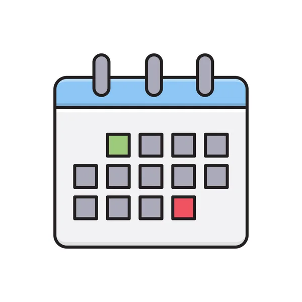 Fecha Vector Icono Color Plano — Vector de stock