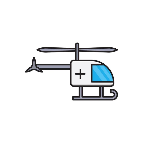 Helicóptero Vector Icono Color Plano — Vector de stock