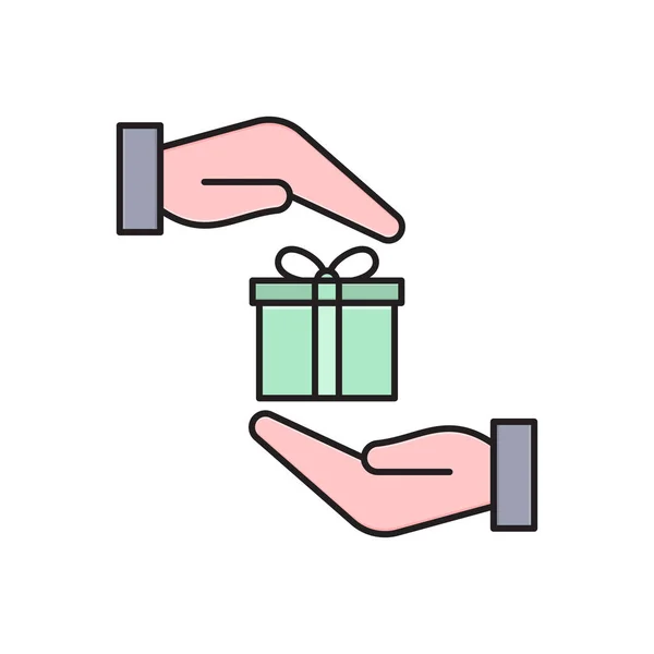 Gift Vector Flat Color Icon — Stock Vector