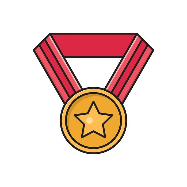 Medalha Vetor Ícone Cor Plana — Vetor de Stock