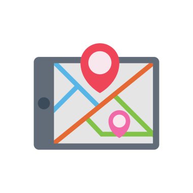 konum vektörü düz renk simgesi