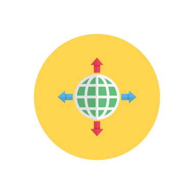 dünya vektörü düz renk simgesi