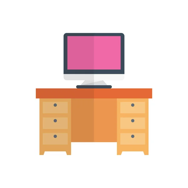 Schreibtisch Vektor Flache Farbe Symbol — Stockvektor