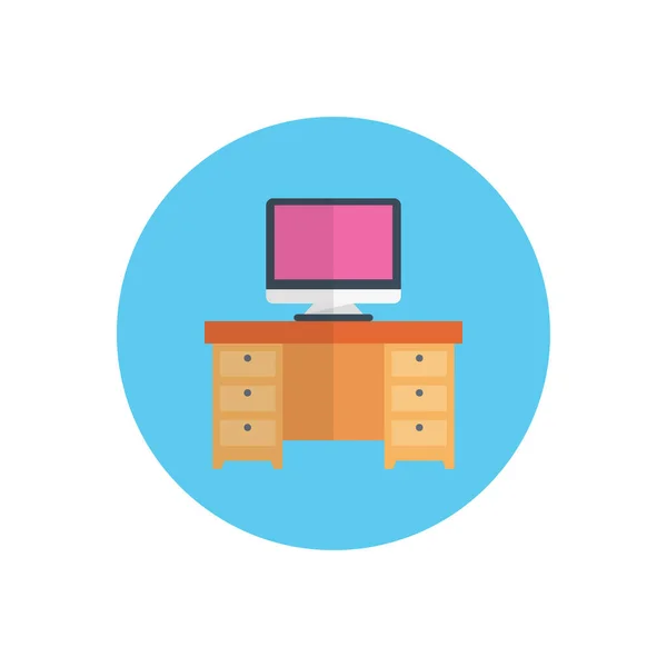 Schreibtisch Vektor Flache Farbe Symbol — Stockvektor