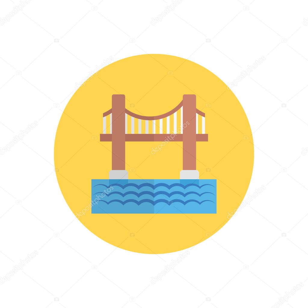 golden gate bridge vector flat color icon