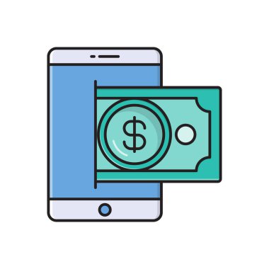 mobil ödeme vektör çizgisi düz simgesi