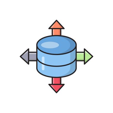 veritabanı vektör çizgisi düz simgesi