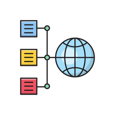 ağ vektör çizgisi düz simgesi
