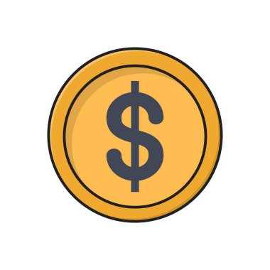 Sikke vektör çizgisi düz simgesi