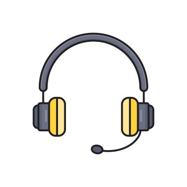 kulaklık vektör çizgisi düz simgesi