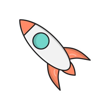 roket vektör çizgisi düz simgesi