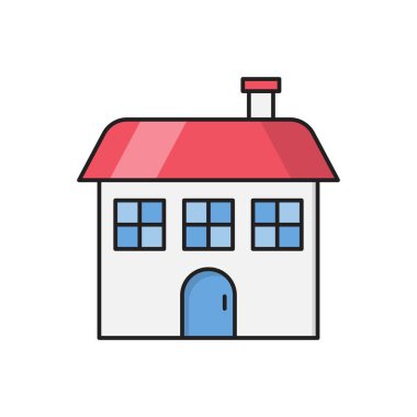 ev vektör çizgisi düz simgesi