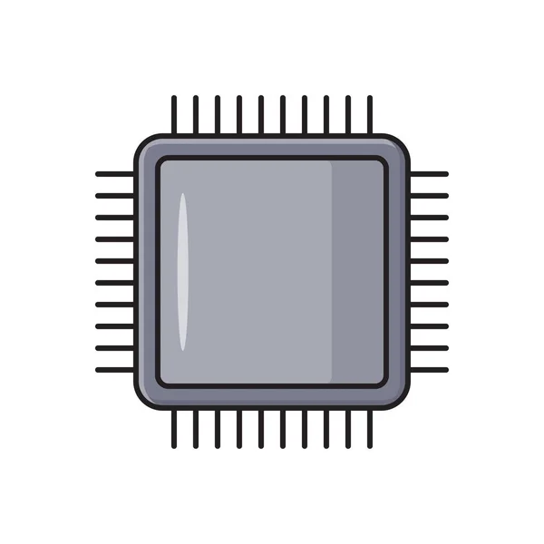 Chip Vector Línea Plana Icono — Archivo Imágenes Vectoriales